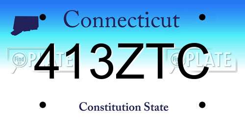 413ZTC Connecticut License Plate