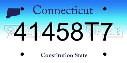 41458T7 Connecticut License Plate