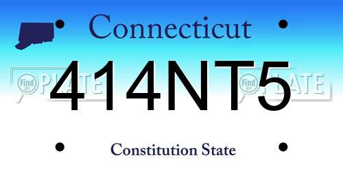 414NT5 Connecticut License Plate