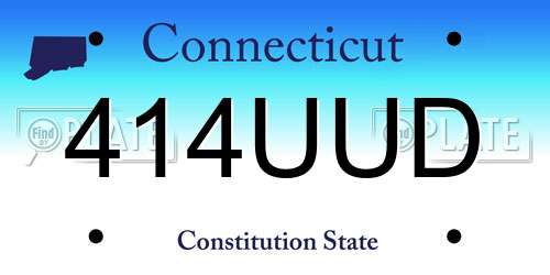 414UUD Connecticut License Plate