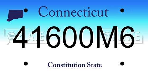 41600M6 Connecticut License Plate