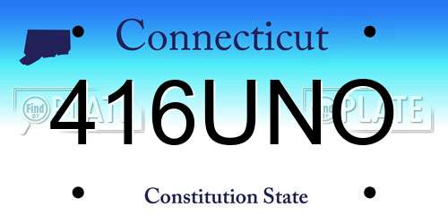 416UNO Connecticut License Plate