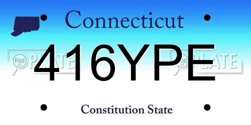 416YPE Connecticut License Plate