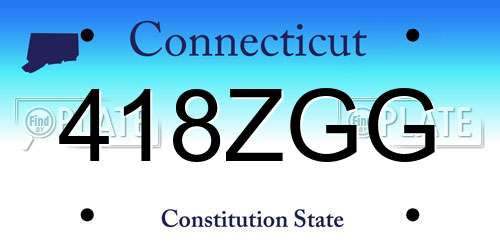 418ZGG Connecticut License Plate