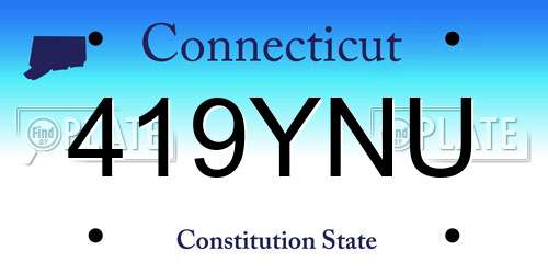419YNU Connecticut License Plate