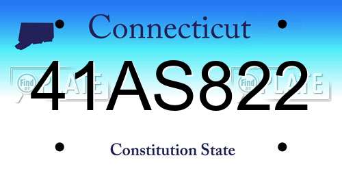 41AS822 Connecticut License Plate