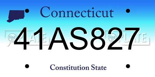 41AS827 Connecticut License Plate