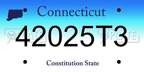 42025T3 Connecticut License Plate