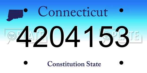 4204153 Connecticut License Plate