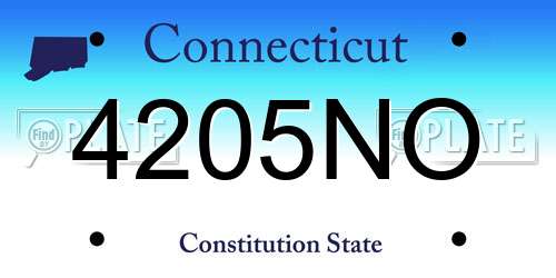 4205NO Connecticut License Plate