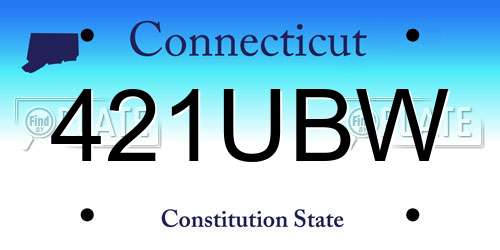 421UBW Connecticut License Plate