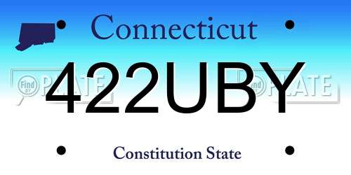 422UBY Connecticut License Plate