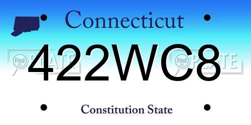 422WC8 Connecticut License Plate