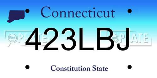 423LBJ Connecticut License Plate