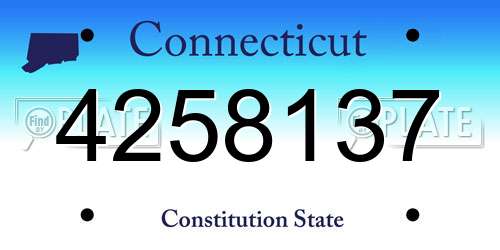 4258137 Connecticut License Plate