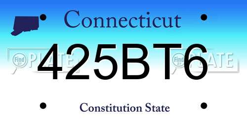 425BT6 Connecticut License Plate