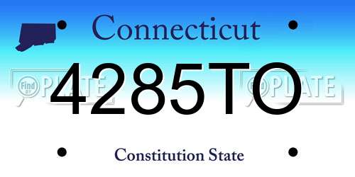4285TO Connecticut License Plate