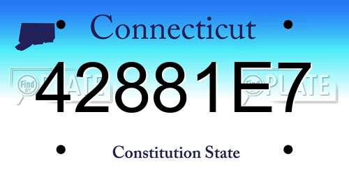 42881E7 Connecticut License Plate