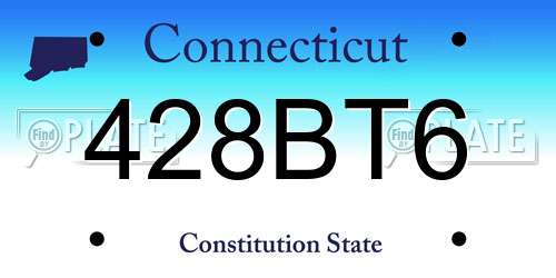 428BT6 Connecticut License Plate