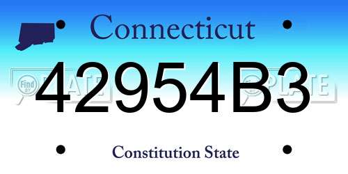 42954B3 Connecticut License Plate