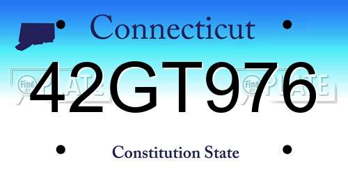 42GT976 Connecticut License Plate