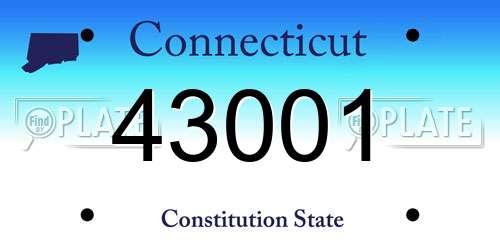 43001 Connecticut License Plate