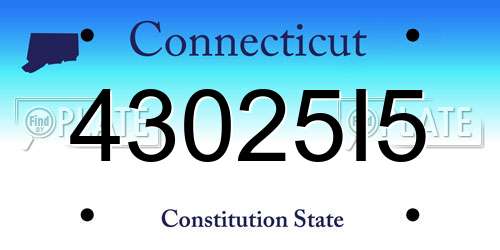 43025I5 Connecticut License Plate
