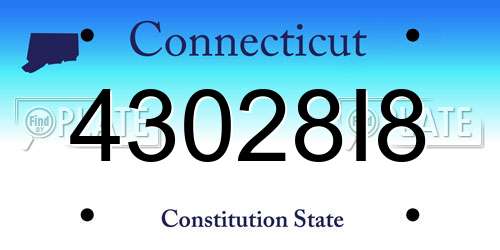 43028I8 Connecticut License Plate
