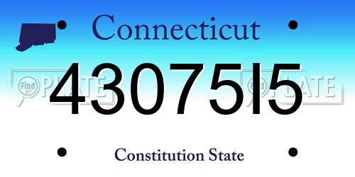 43075I5 Connecticut License Plate