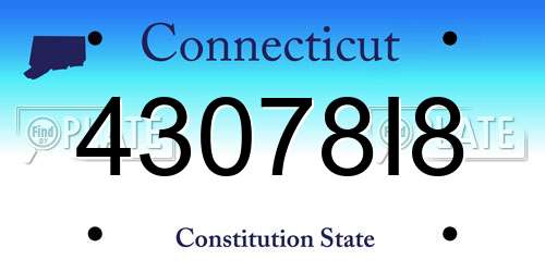43078I8 Connecticut License Plate