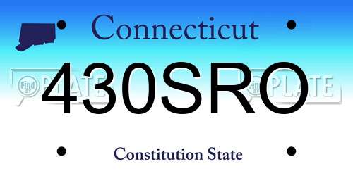 430SRO Connecticut License Plate