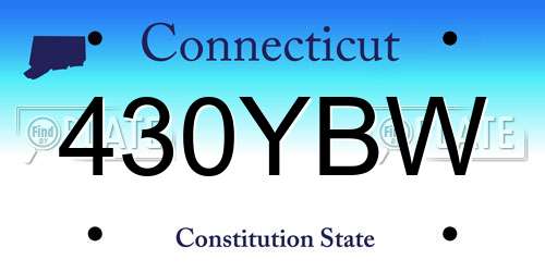430YBW Connecticut License Plate