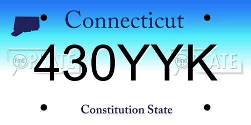 430YYK Connecticut License Plate