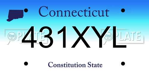 431XYL Connecticut License Plate