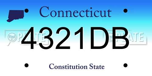 4321DB Connecticut License Plate