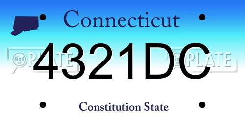 4321DC Connecticut License Plate