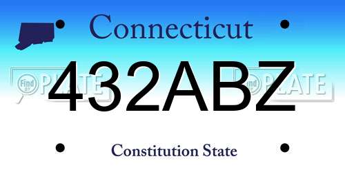 432ABZ Connecticut License Plate