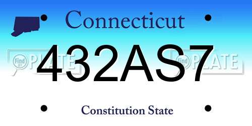 432AS7 Connecticut License Plate