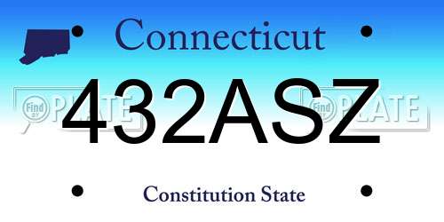432ASZ Connecticut License Plate