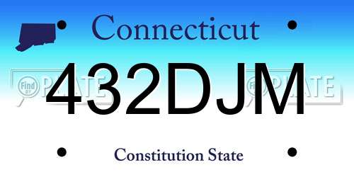 432DJM Connecticut License Plate
