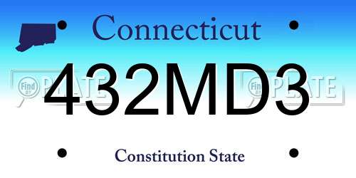 432MD3 Connecticut License Plate