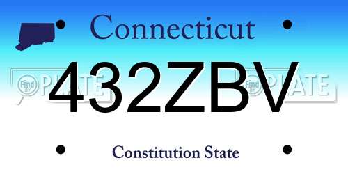 432ZBV Connecticut License Plate