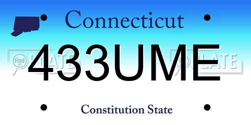 433UME Connecticut License Plate