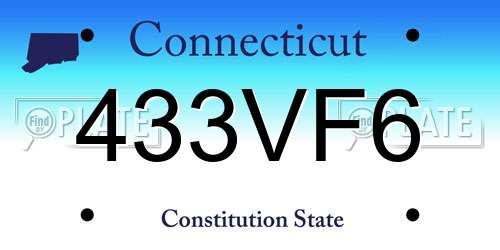 433VF6 Connecticut License Plate