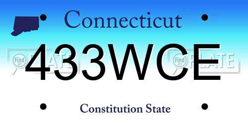433WCE Connecticut License Plate