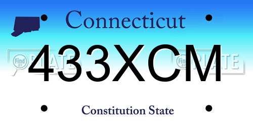 433XCM Connecticut License Plate