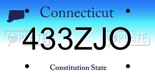 433ZJO Connecticut License Plate