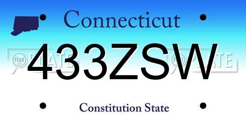 433ZSW Connecticut License Plate