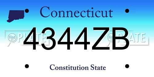 4344ZB Connecticut License Plate