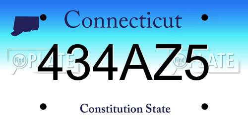 434AZ5 Connecticut License Plate